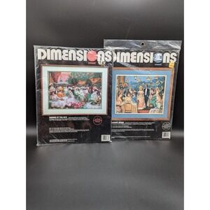 LOT 2 Dimensions Crewel Kit 1388 Dinner at the Ritz 1428 An Elegant Affair 20x14